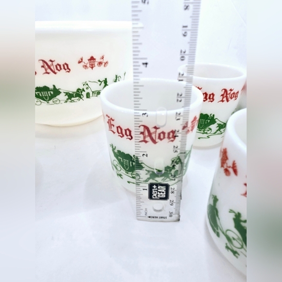 Vintage Hazel Atlas Tom and Jerry Egg Nog Bowl and 6 Cup Set - Picture 5 of 10